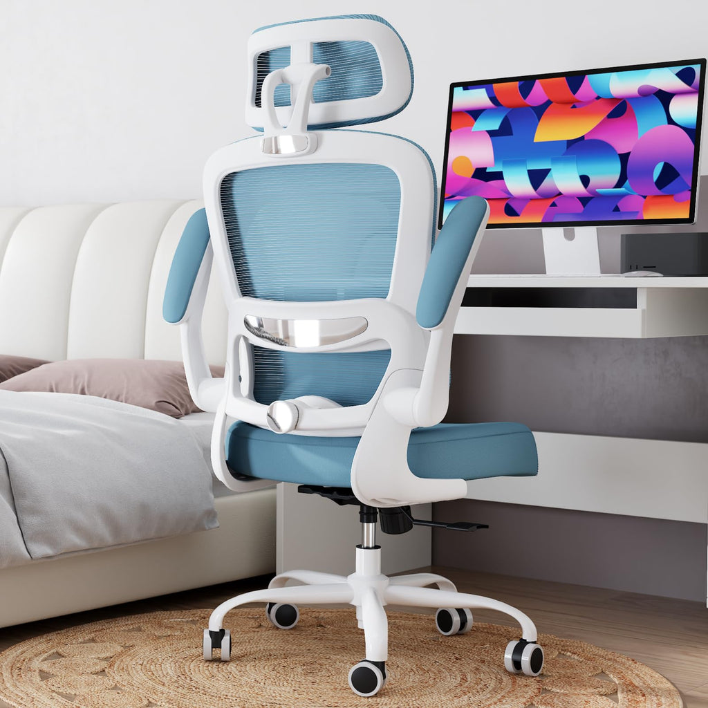 TRALT Office Chair Ergonomic Desk Chair, 330 LBS Home Mesh Office Desk Chairs with Wheels, Comfortable Gaming Chairs (White)