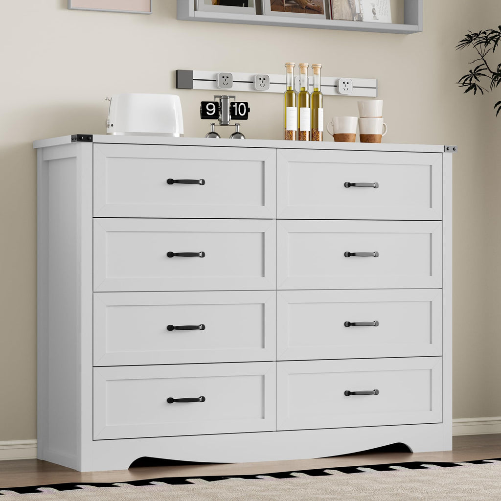 BORNOON 9-Drawer Dresser for Bedroom, Modern Wooden Chest of Drawers with Metal Handles, Anti-Tipping Design, Sturdy and Stable Storage Organizer for Living Room, Entryway, Home Office