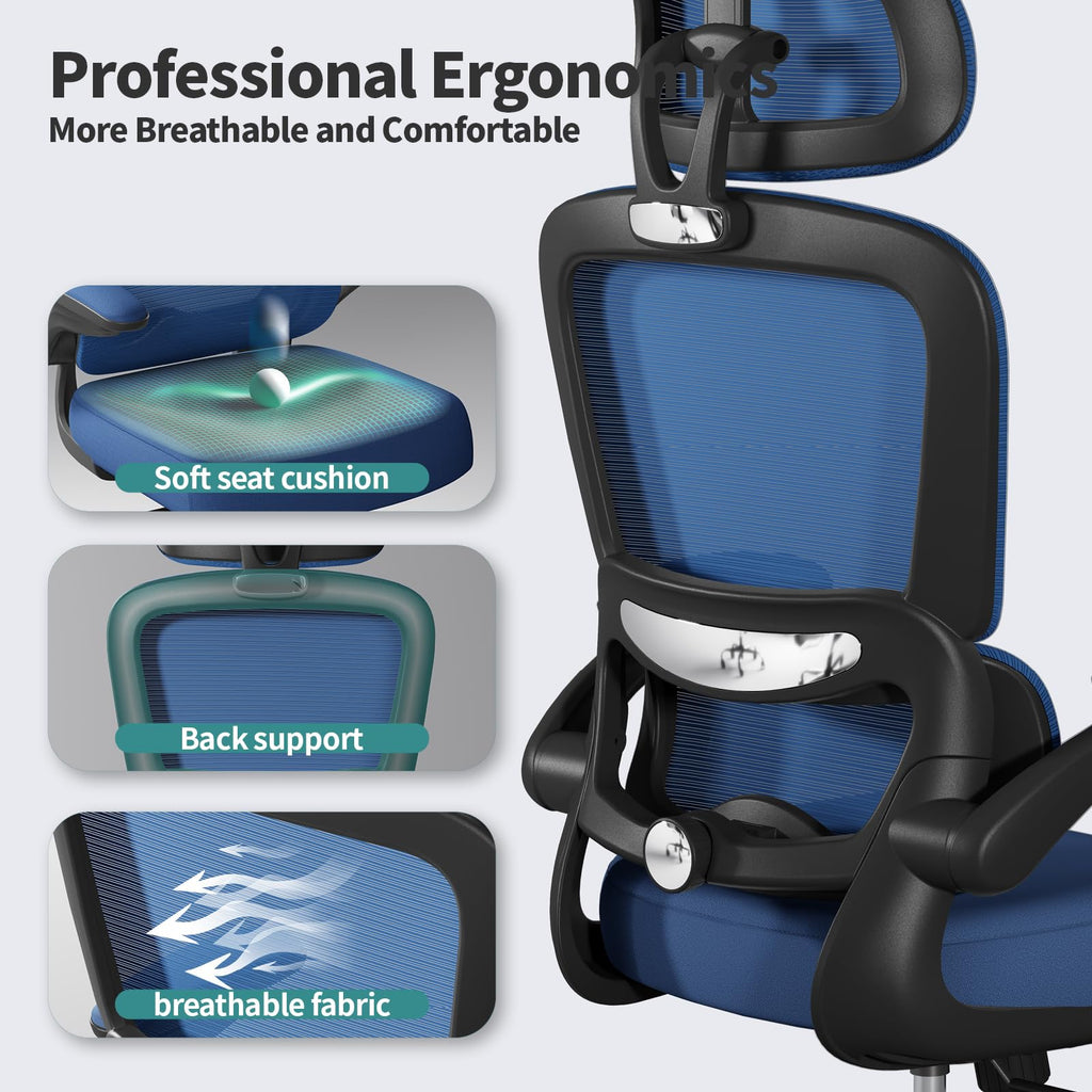 TRALT Office Chair Ergonomic Desk Chair, 330 LBS Home Mesh Office Desk Chairs with Wheels, Comfortable Gaming Chairs (White)