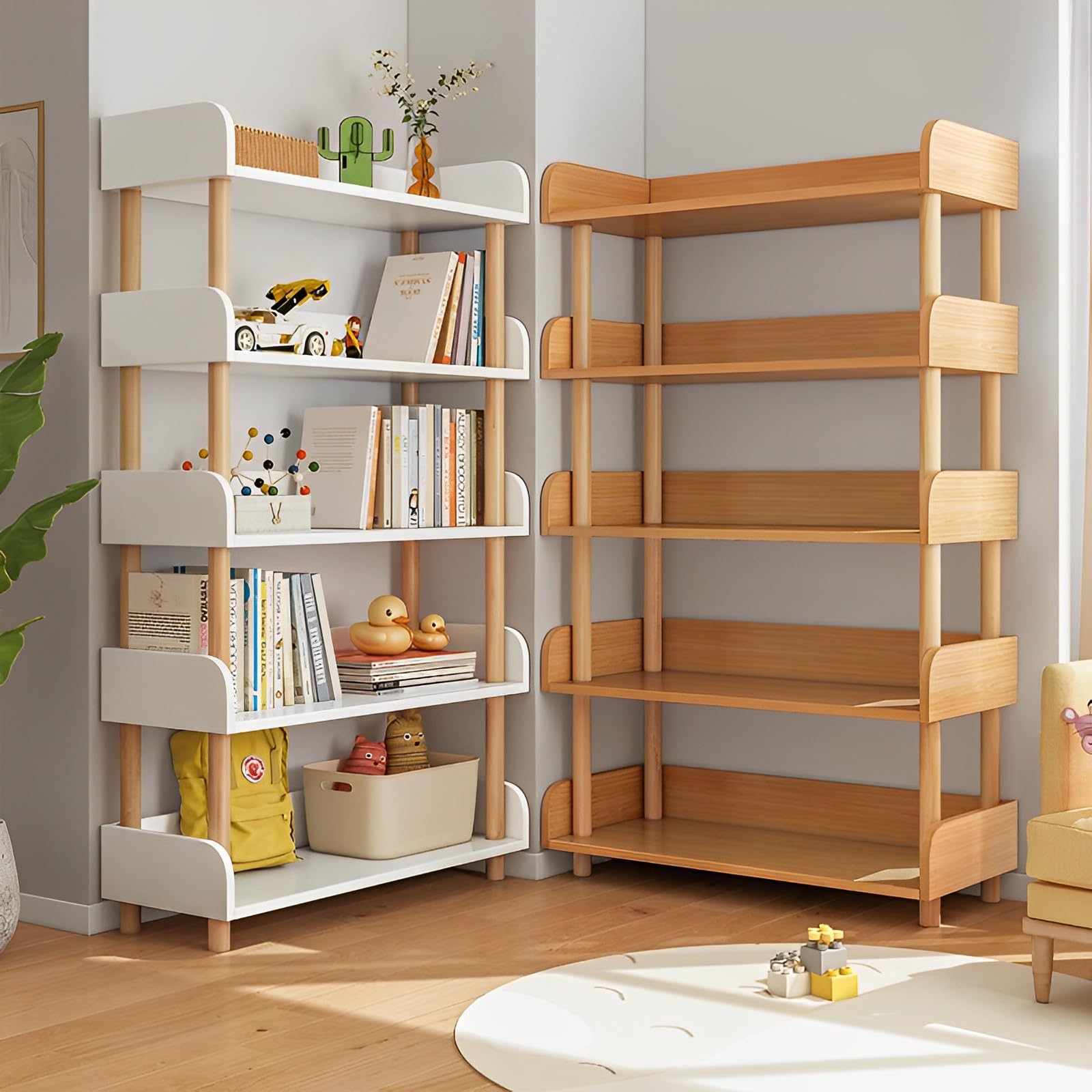 OSCHF 3-Tier Wooden Open Bookcase - Modern Display Bookshelf with Top Edge and Solid Wood Frame for Home and Office, Storage Cabinet, Oak