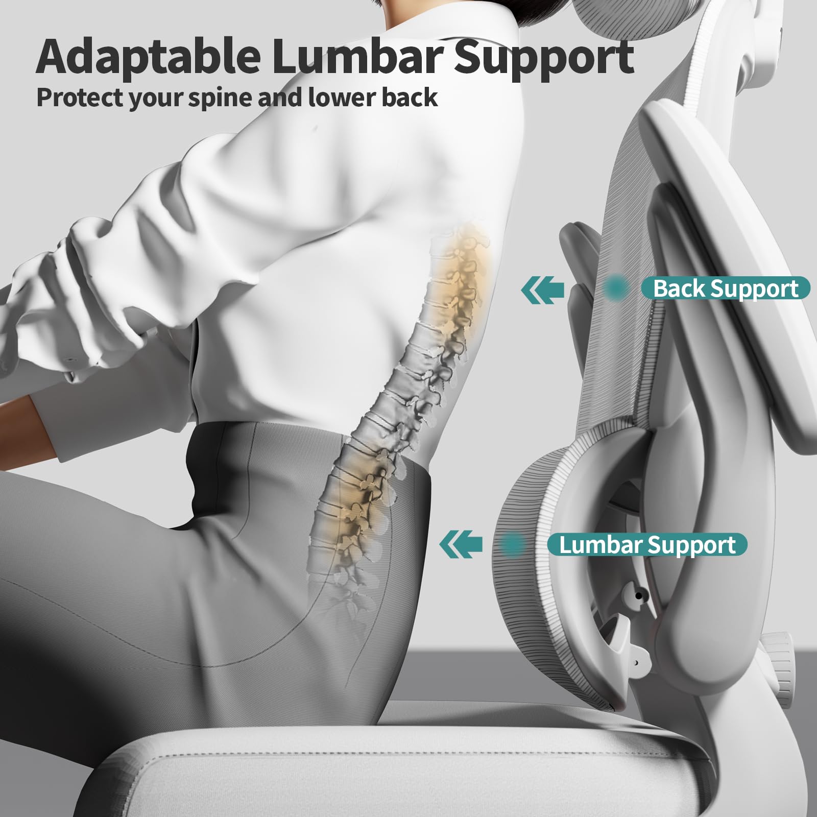 TRALT Office Chair Ergonomic Desk Chair, 330 LBS Home Mesh Office Desk Chairs with Wheels, Comfortable Gaming Chairs (White)