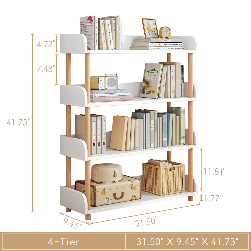 OSCHF 3-Tier Wooden Open Bookcase - Modern Display Bookshelf with Top Edge and Solid Wood Frame for Home and Office, Storage Cabinet, Oak