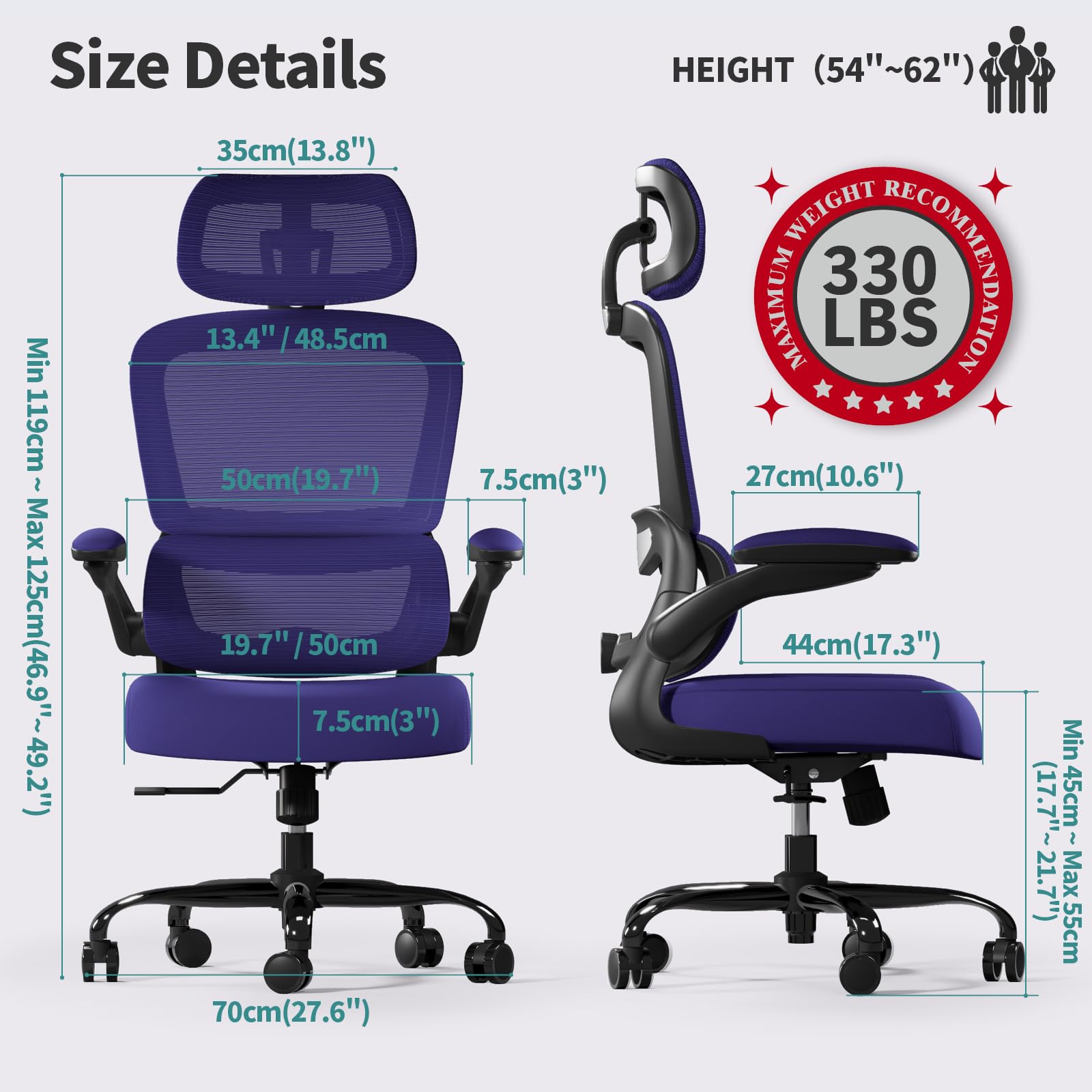 TRALT Office Chair Ergonomic Desk Chair, 330 LBS Home Mesh Office Desk Chairs with Wheels, Comfortable Gaming Chairs (White)