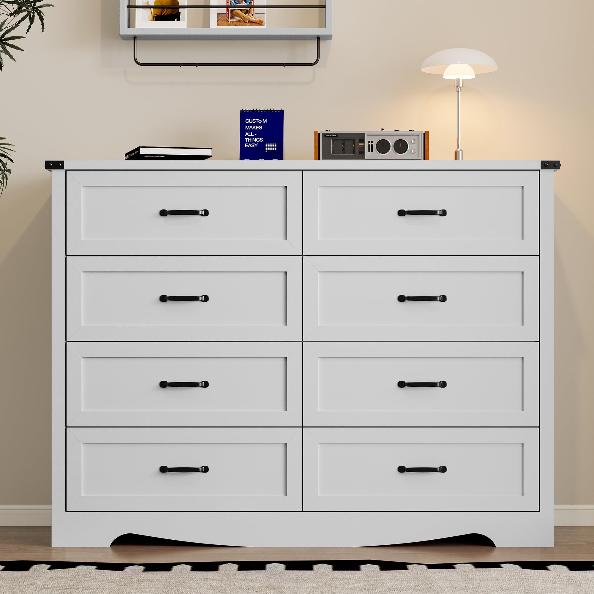 BORNOON 9-Drawer Dresser for Bedroom, Modern Wooden Chest of Drawers with Metal Handles, Anti-Tipping Design, Sturdy and Stable Storage Organizer for Living Room, Entryway, Home Office