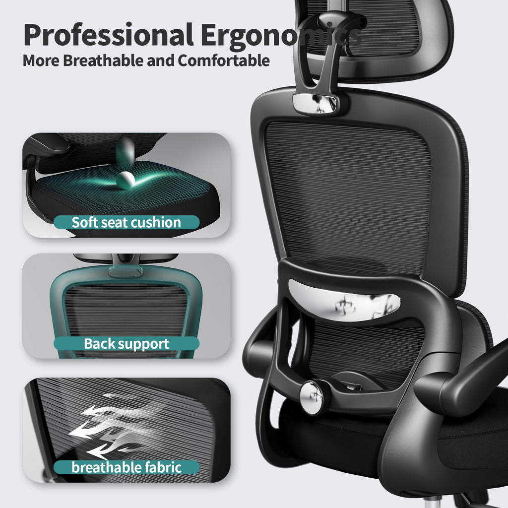 TRALT Office Chair Ergonomic Desk Chair, 330 LBS Home Mesh Office Desk Chairs with Wheels, Comfortable Gaming Chairs (White)