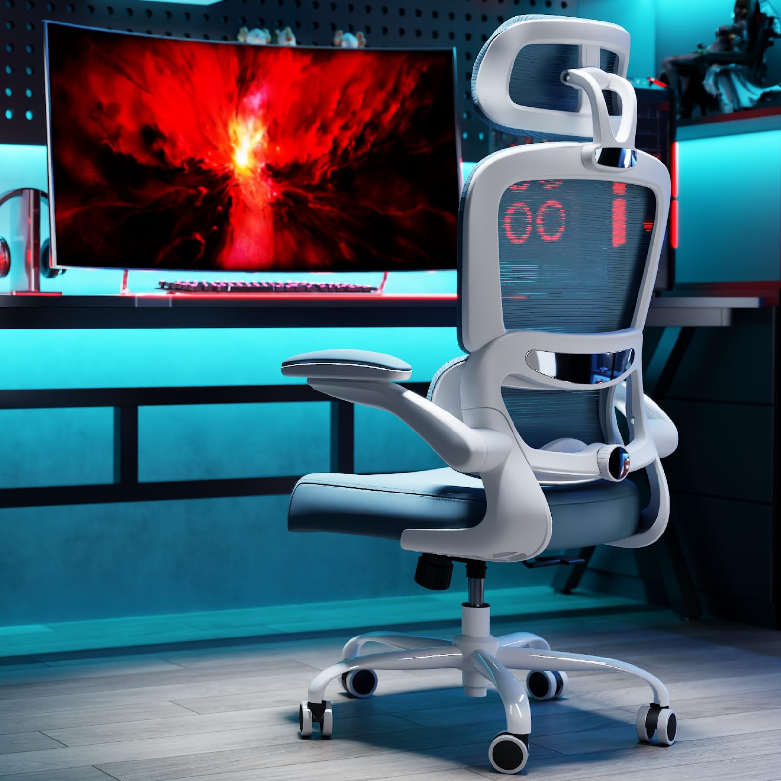 TRALT Office Chair Ergonomic Desk Chair, 330 LBS Home Mesh Office Desk Chairs with Wheels, Comfortable Gaming Chairs (White)