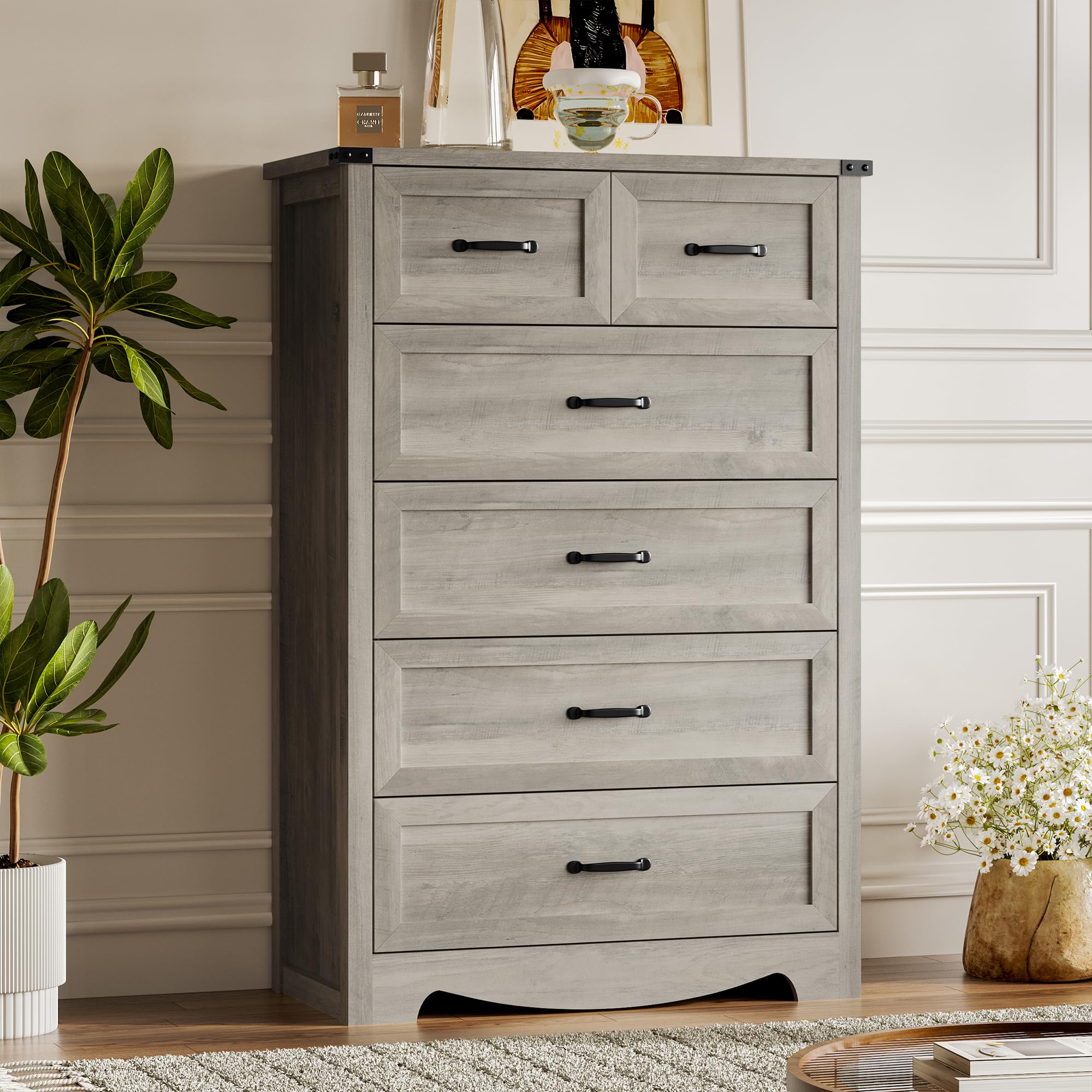 BORNOON 9-Drawer Dresser for Bedroom, Modern Wooden Chest of Drawers with Metal Handles, Anti-Tipping Design, Sturdy and Stable Storage Organizer for Living Room, Entryway, Home Office