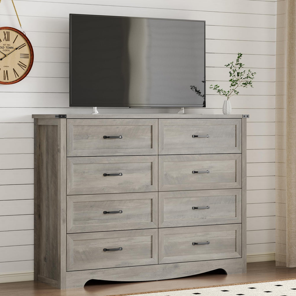 BORNOON 9-Drawer Dresser for Bedroom, Modern Wooden Chest of Drawers with Metal Handles, Anti-Tipping Design, Sturdy and Stable Storage Organizer for Living Room, Entryway, Home Office