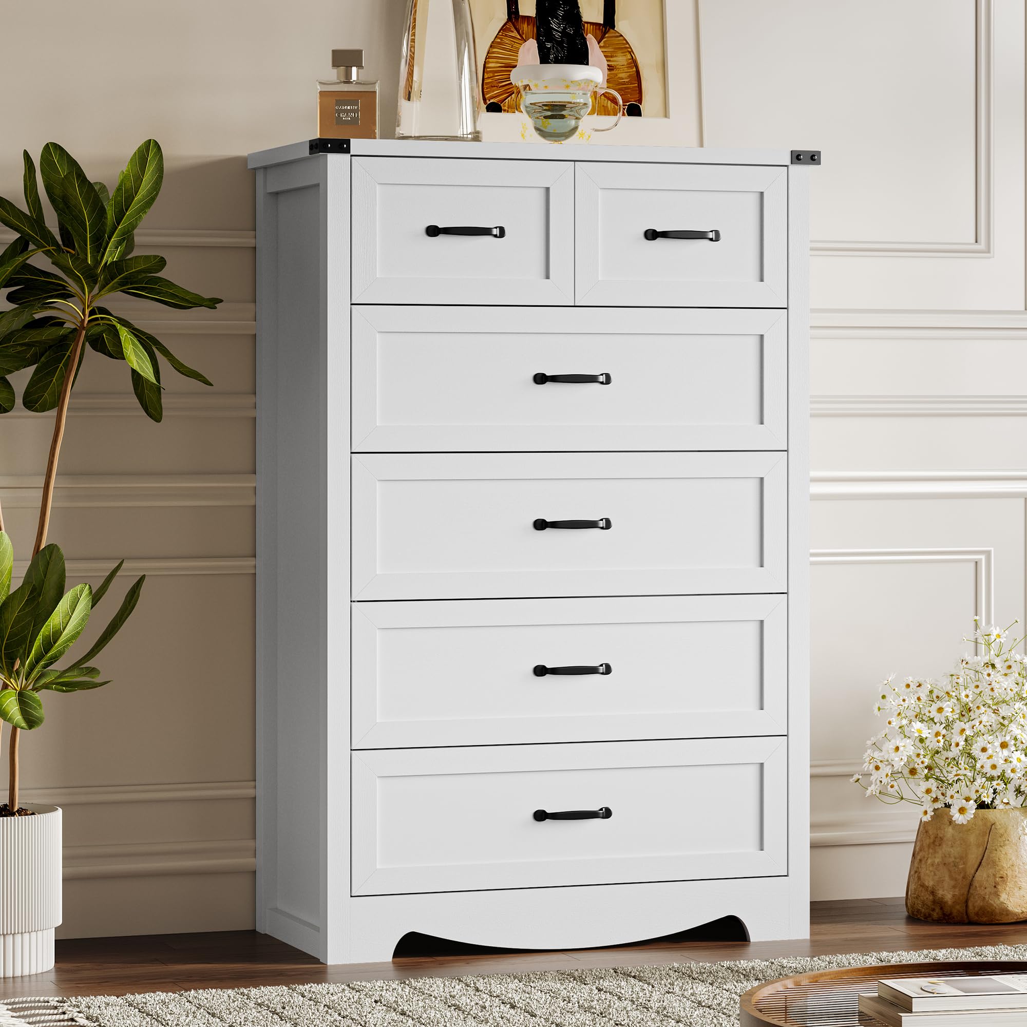 BORNOON 9-Drawer Dresser for Bedroom, Modern Wooden Chest of Drawers with Metal Handles, Anti-Tipping Design, Sturdy and Stable Storage Organizer for Living Room, Entryway, Home Office