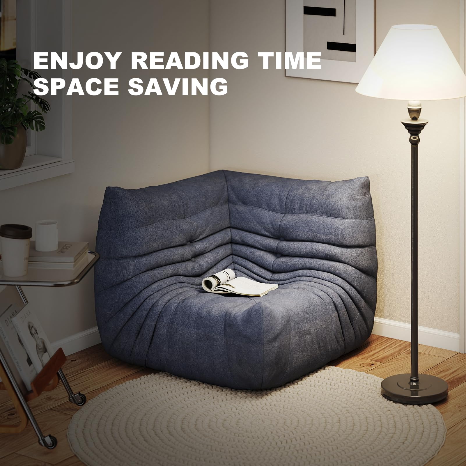 Snug Sofee Bean Bag Chairs for Adults, Bean Bag Sofa - Adult Size with Soft Waterproof Fabric for Living Room, Apartments, Reading Corner, Gaming, and Movie Venue (Gray)