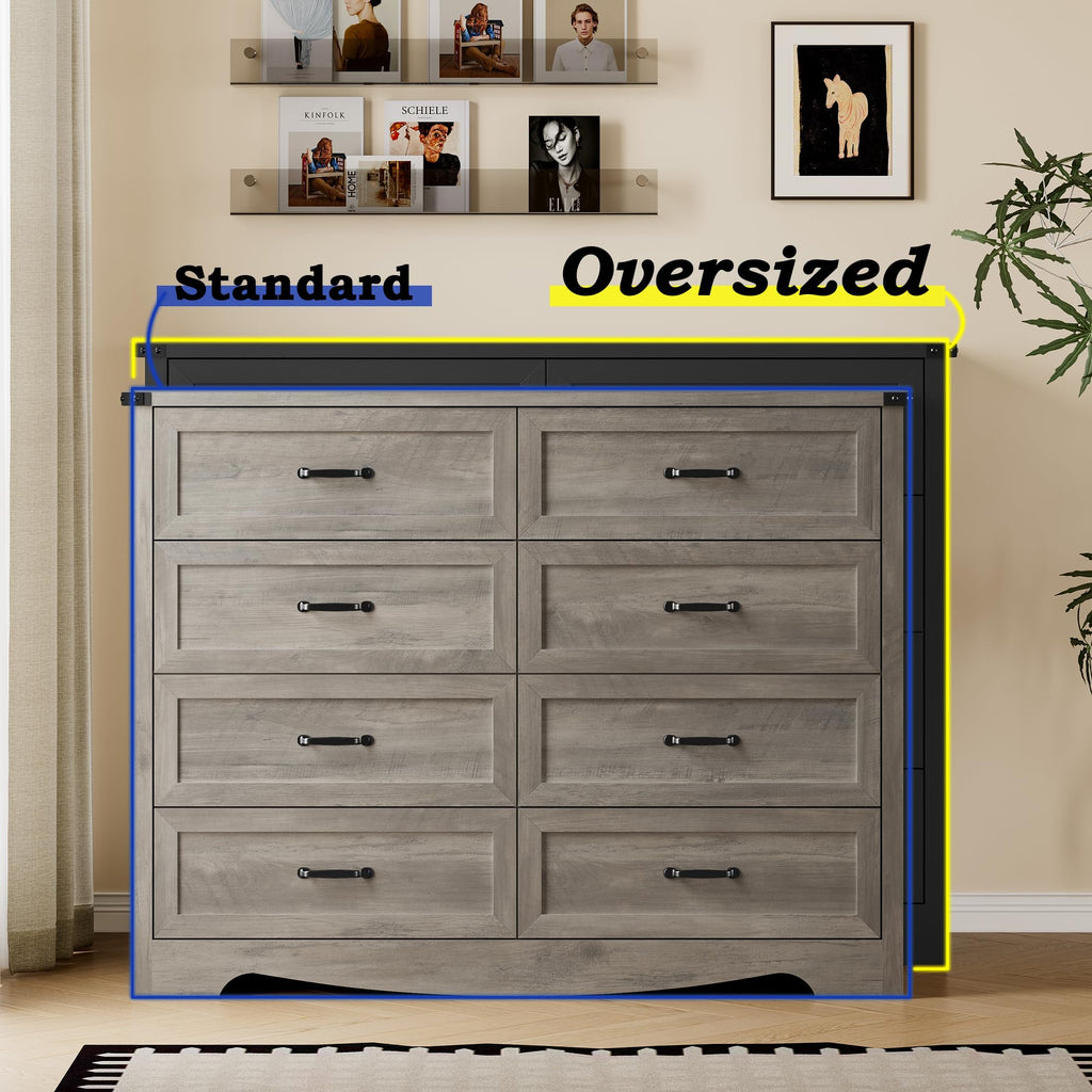 BORNOON 9-Drawer Dresser for Bedroom, Modern Wooden Chest of Drawers with Metal Handles, Anti-Tipping Design, Sturdy and Stable Storage Organizer for Living Room, Entryway, Home Office