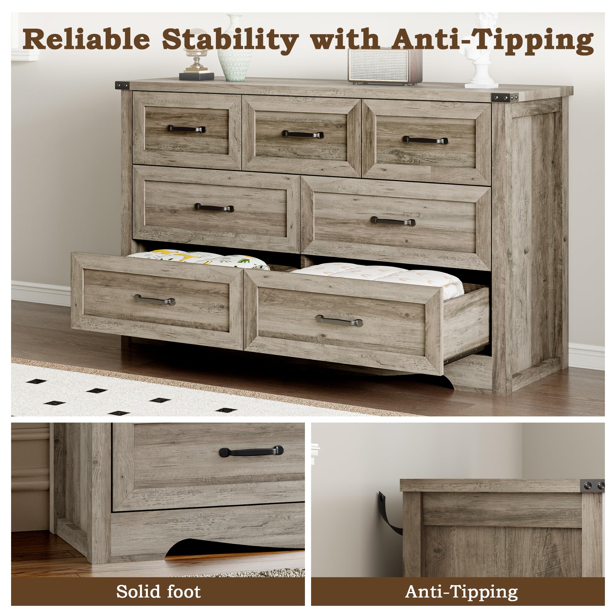 BORNOON 9-Drawer Dresser for Bedroom, Modern Wooden Chest of Drawers with Metal Handles, Anti-Tipping Design, Sturdy and Stable Storage Organizer for Living Room, Entryway, Home Office