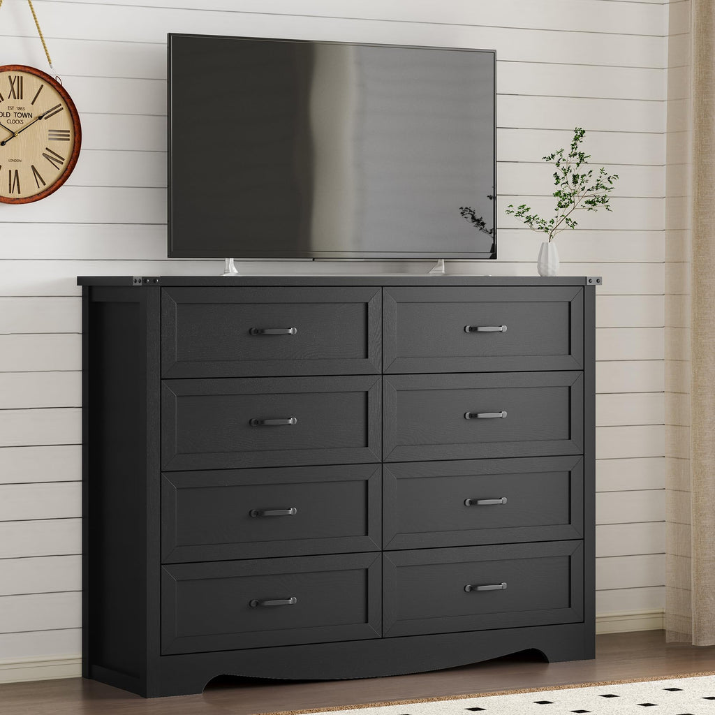 BORNOON 9-Drawer Dresser for Bedroom, Modern Wooden Chest of Drawers with Metal Handles, Anti-Tipping Design, Sturdy and Stable Storage Organizer for Living Room, Entryway, Home Office