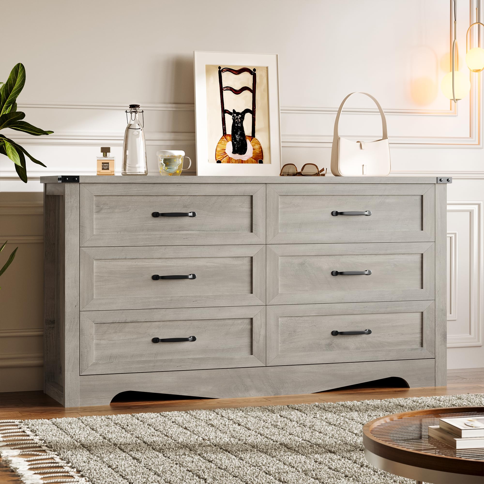 BORNOON 9-Drawer Dresser for Bedroom, Modern Wooden Chest of Drawers with Metal Handles, Anti-Tipping Design, Sturdy and Stable Storage Organizer for Living Room, Entryway, Home Office