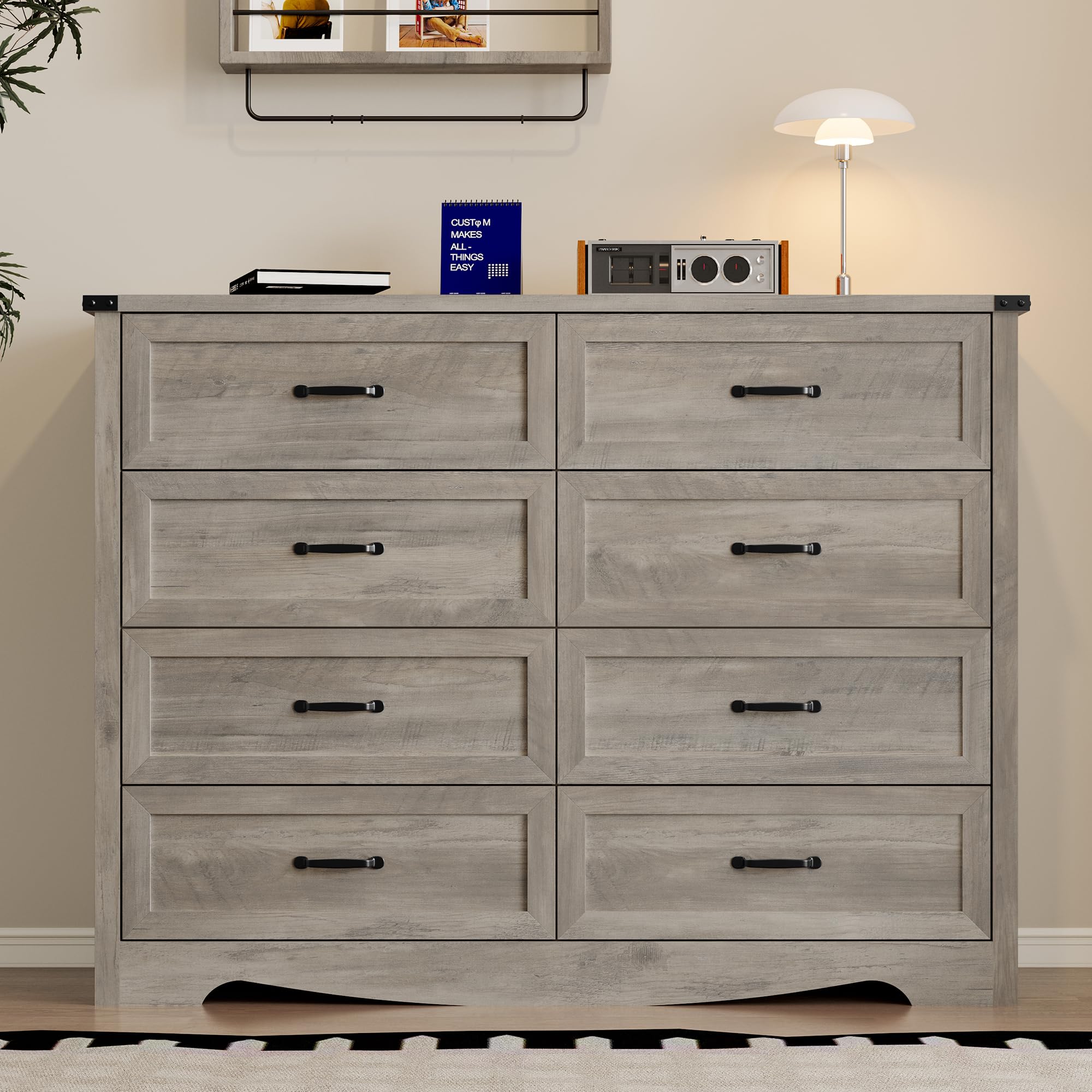 BORNOON 9-Drawer Dresser for Bedroom, Modern Wooden Chest of Drawers with Metal Handles, Anti-Tipping Design, Sturdy and Stable Storage Organizer for Living Room, Entryway, Home Office