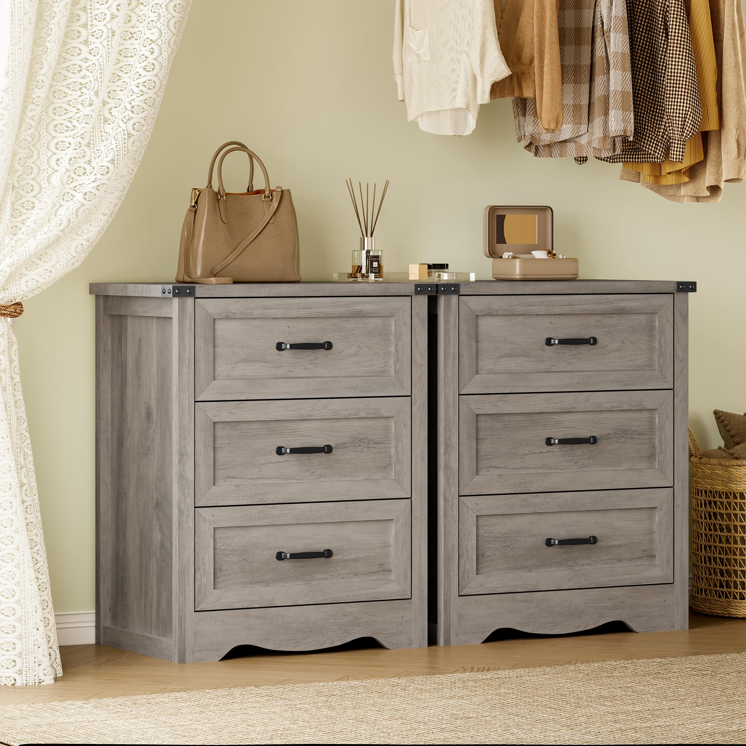 BORNOON 9-Drawer Dresser for Bedroom, Modern Wooden Chest of Drawers with Metal Handles, Anti-Tipping Design, Sturdy and Stable Storage Organizer for Living Room, Entryway, Home Office